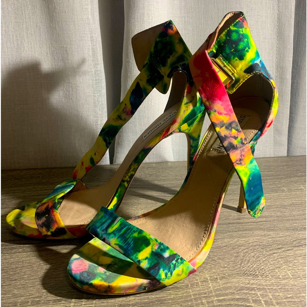 Size 10 Multi- color Steve Madden high heels. Mint condition worn twice. $35